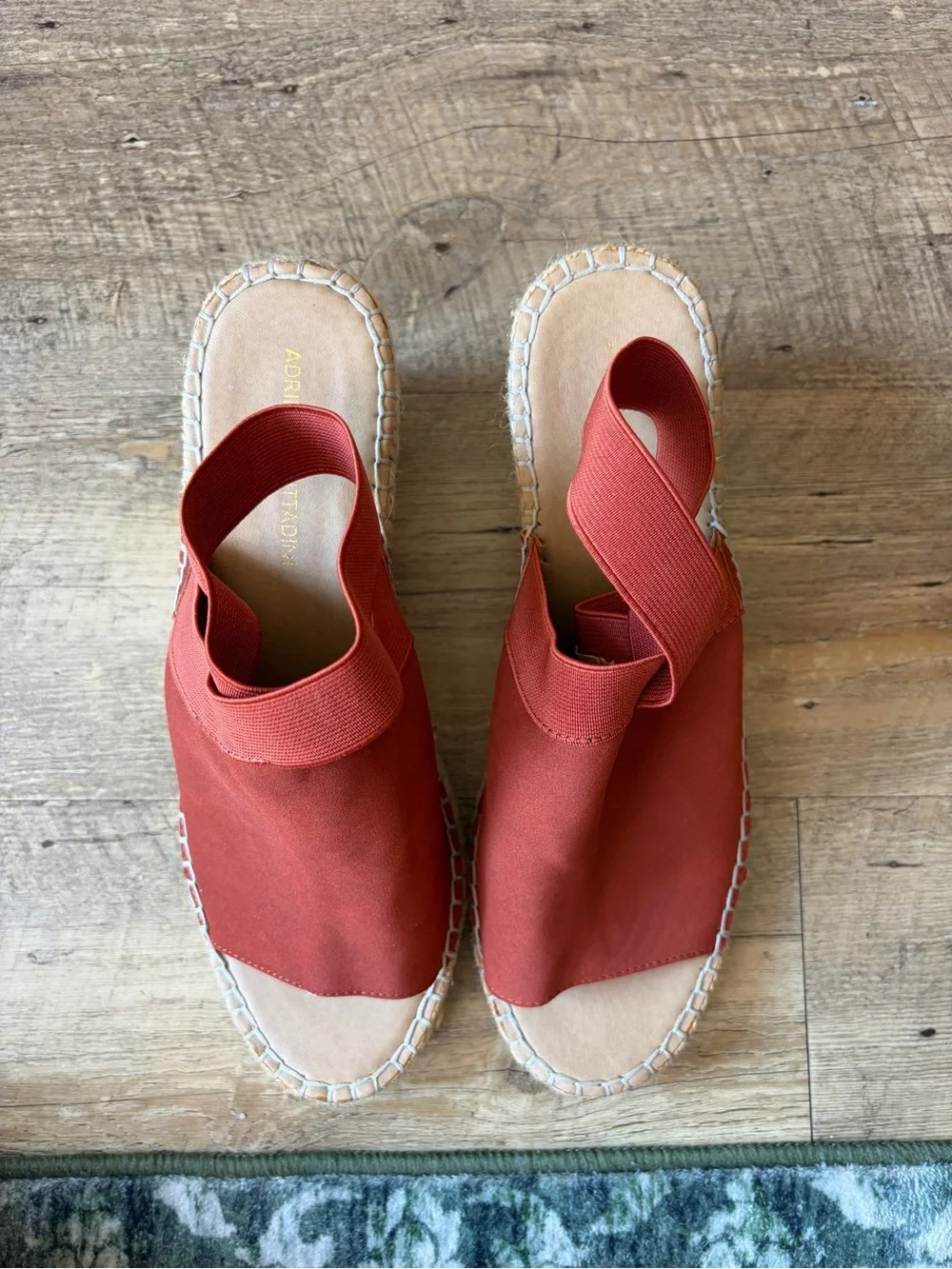 Adrienne Vittadini Faux Suede Peep Toe Calla Espadrille Wedge Heeled Sandals